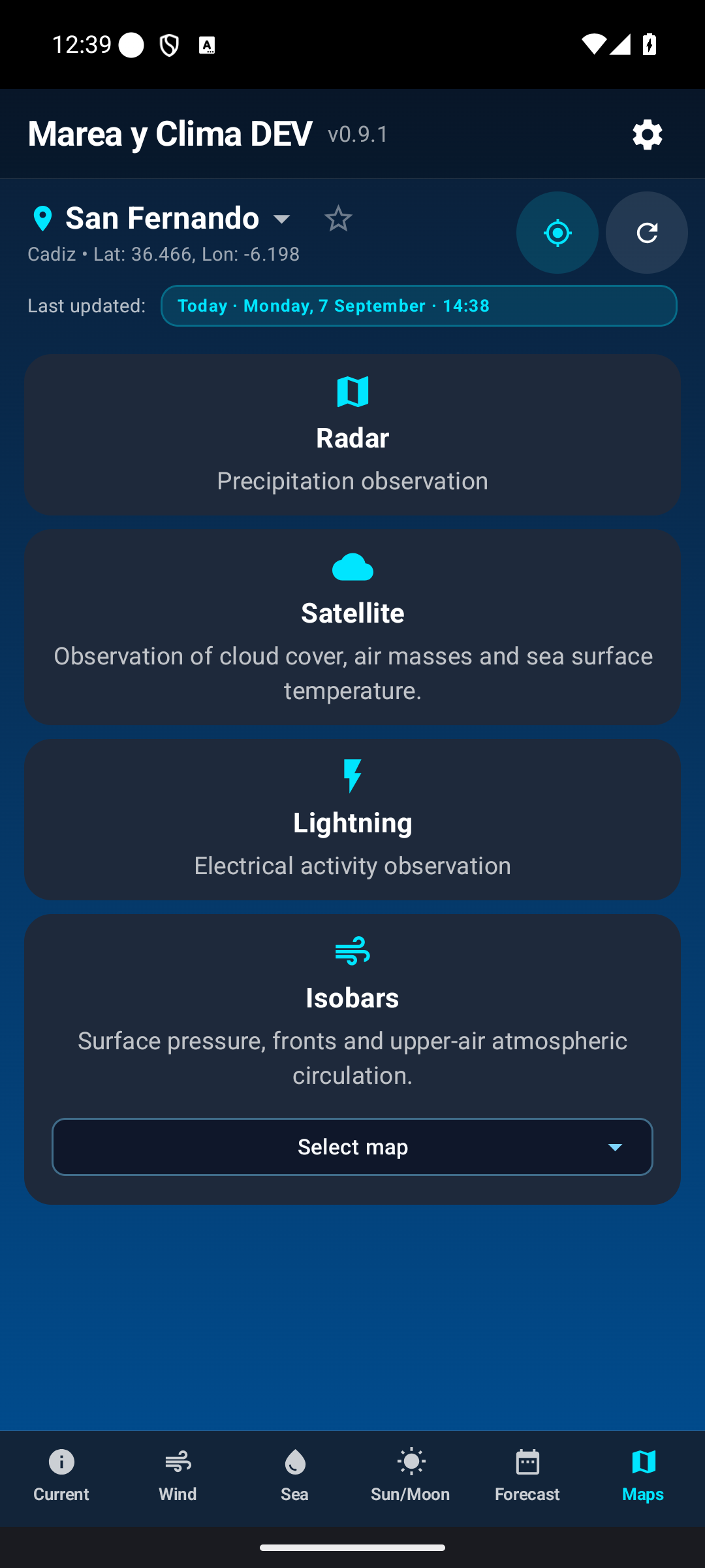 Maps menu.