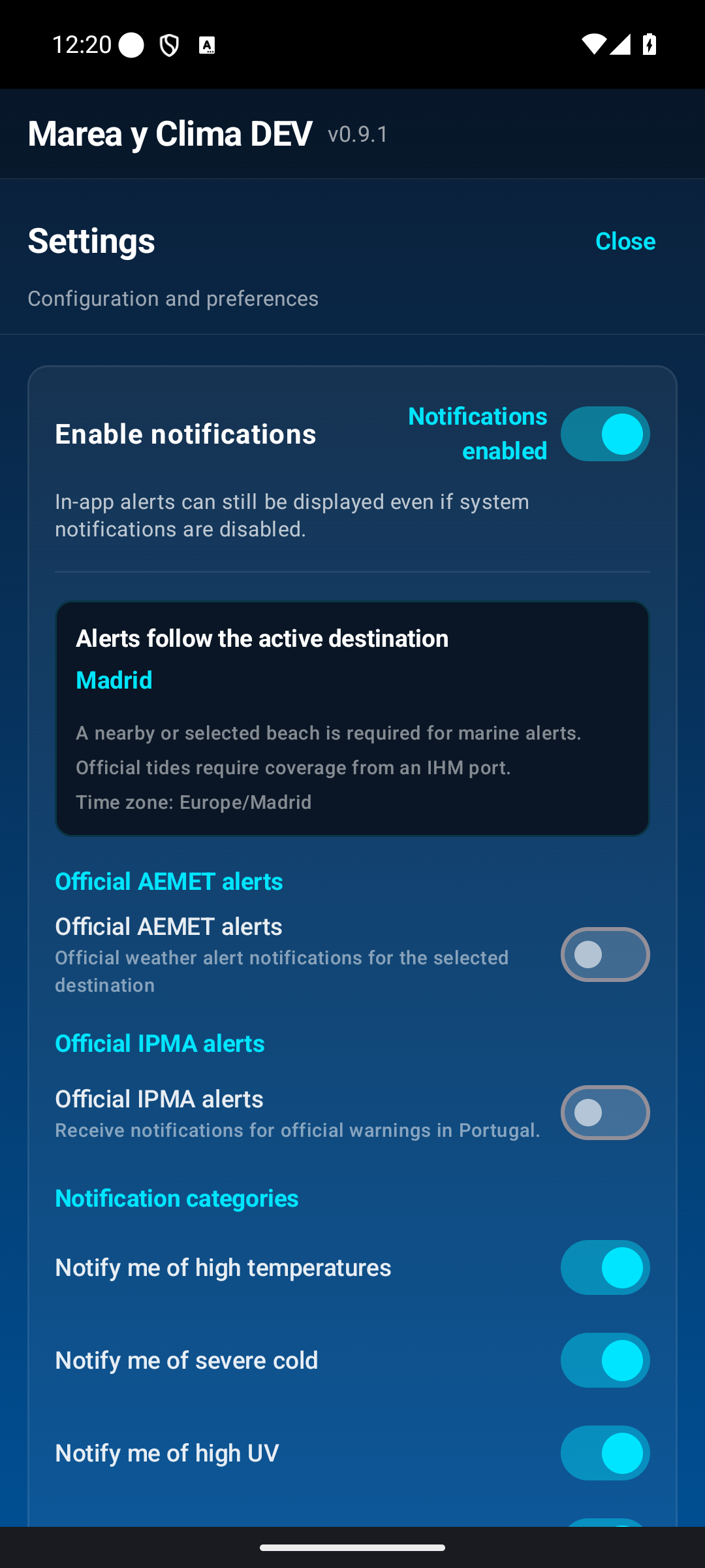 Notifications and alerts.
