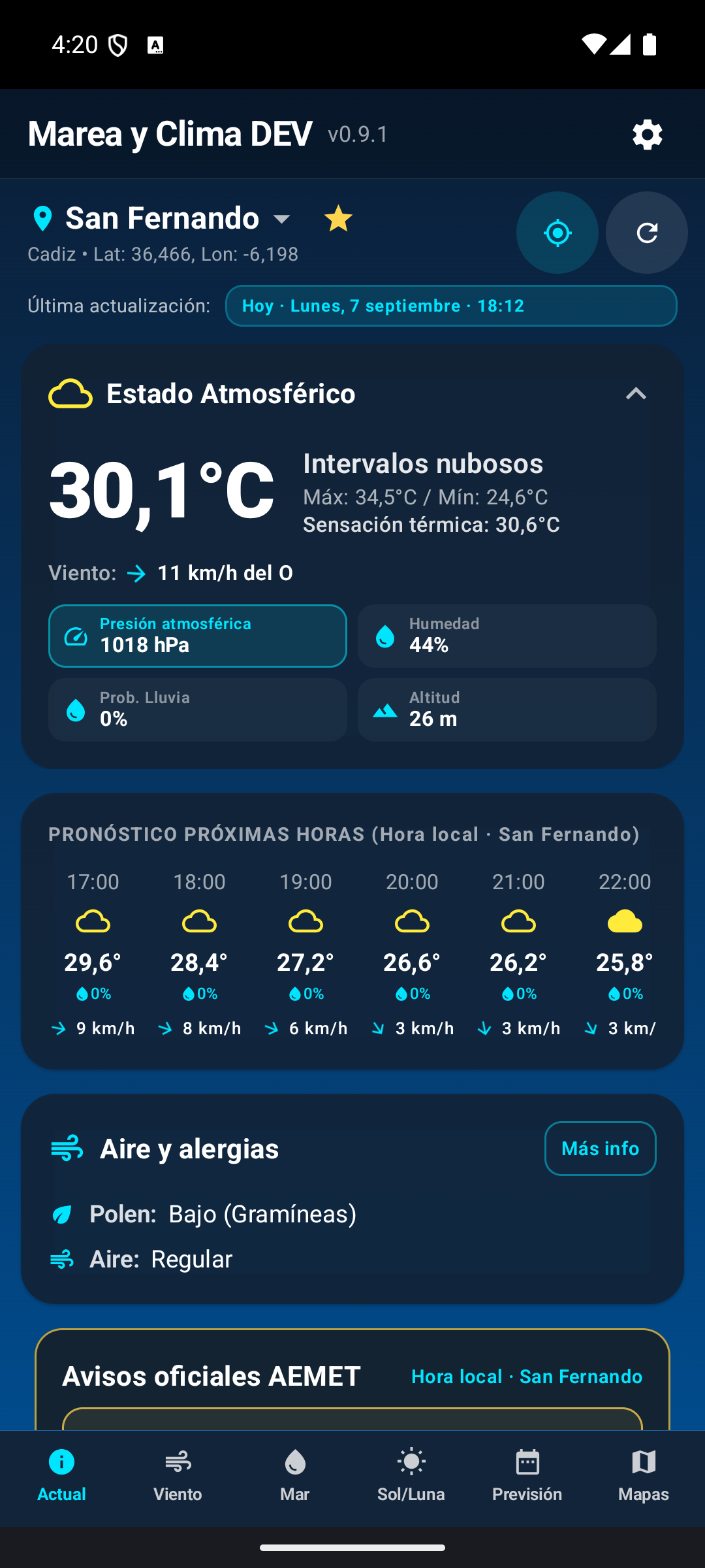 Pantalla Actual.