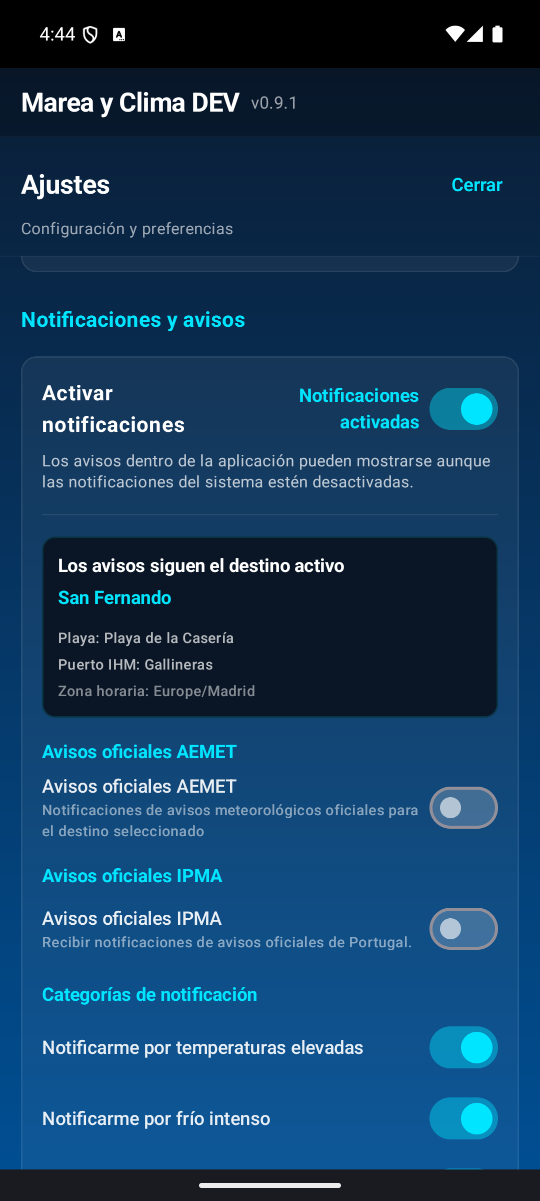 Notificaciones y avisos.