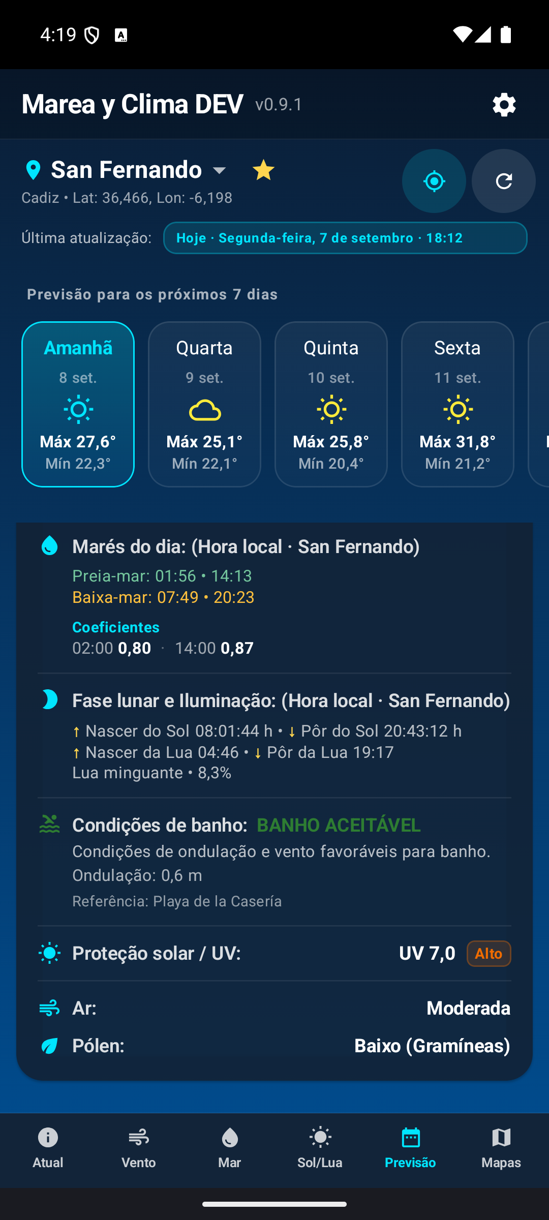 Blocos inferiores da Previsão.