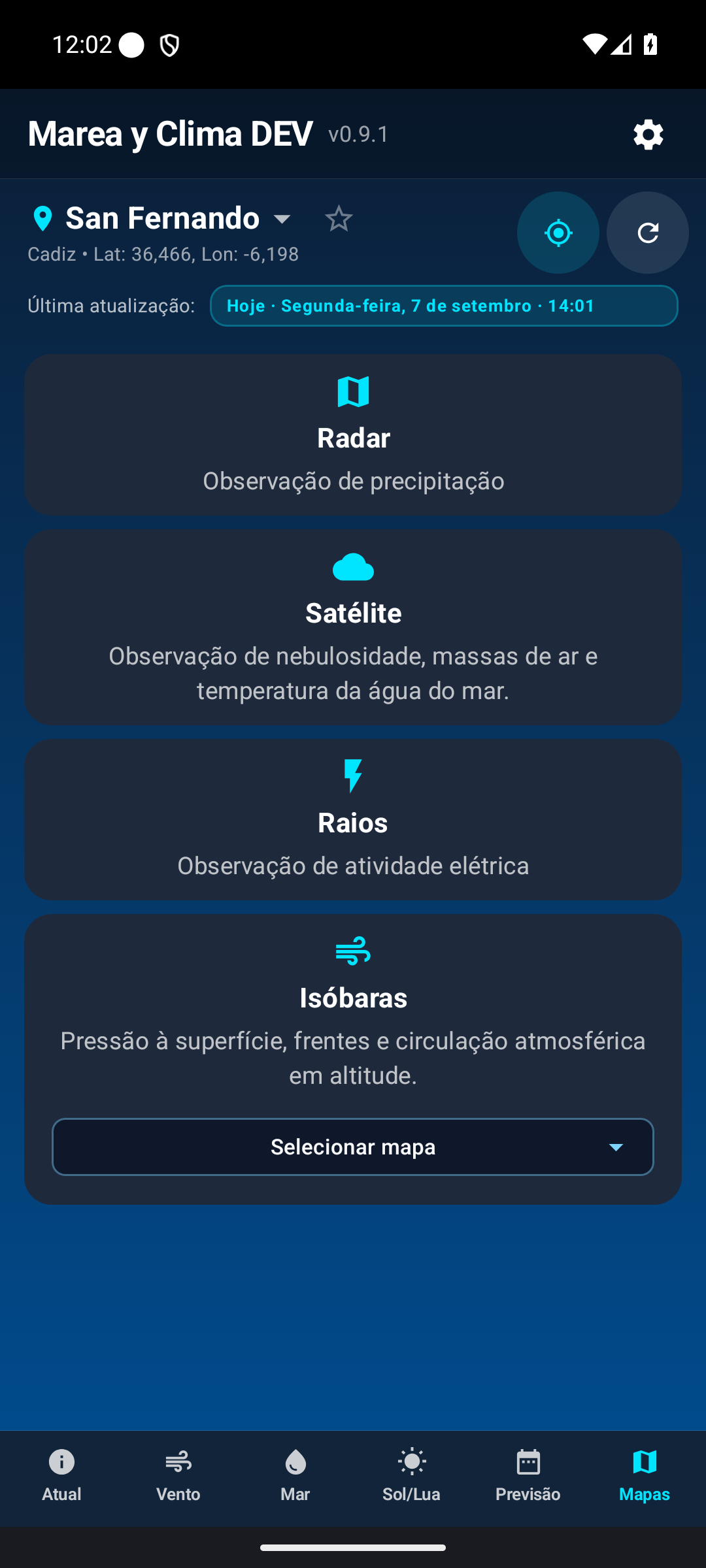 Menu de Mapas.
