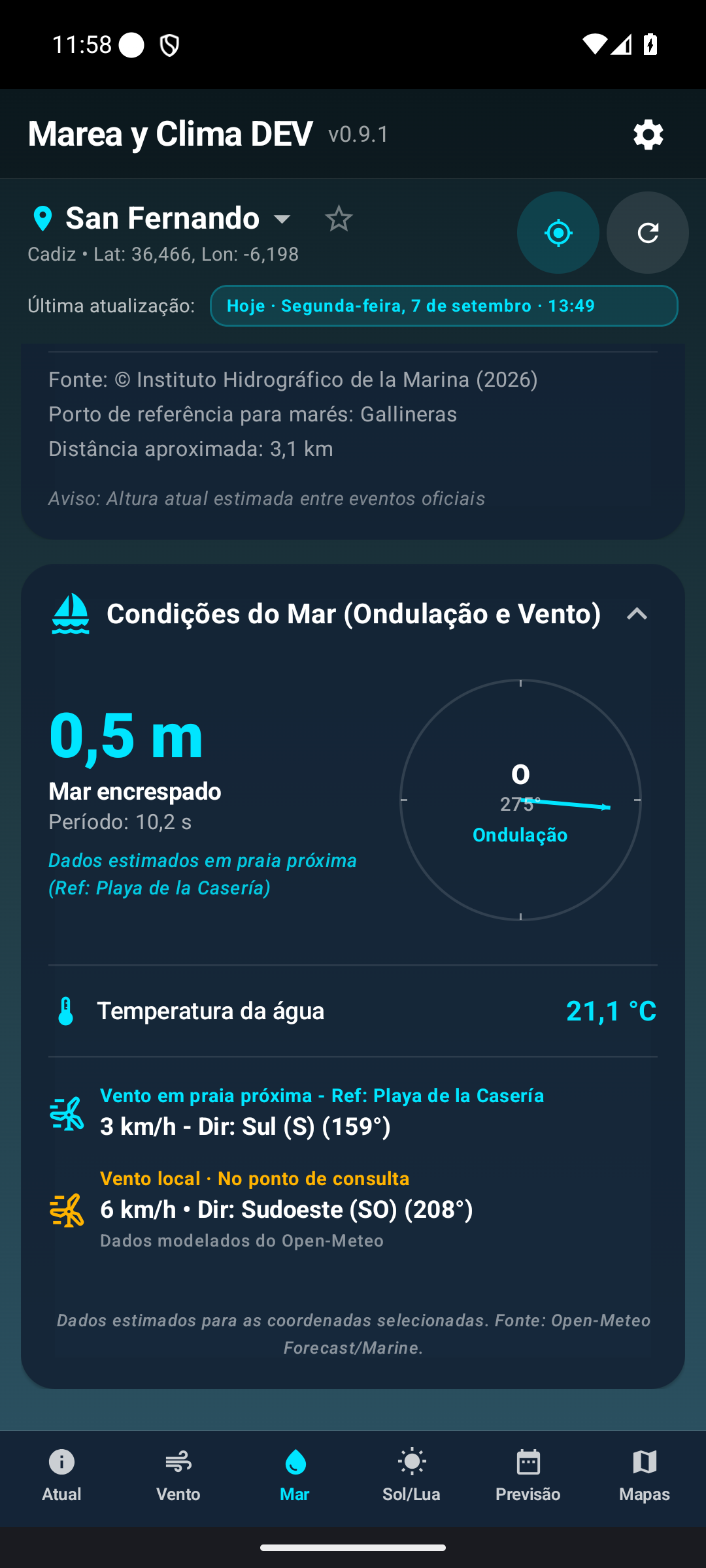 Informação adicional do Mar.