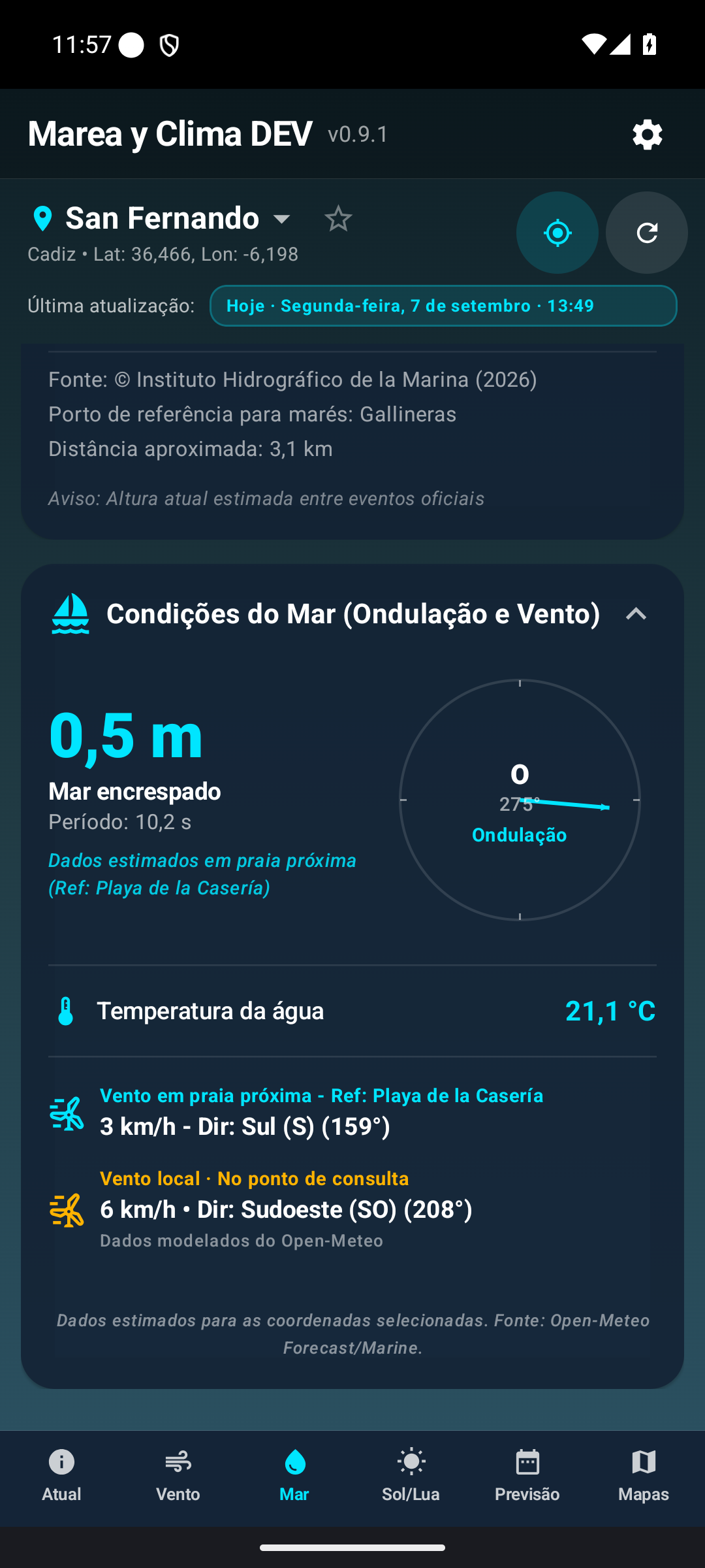 Avaliação indicativa das condições balneares.