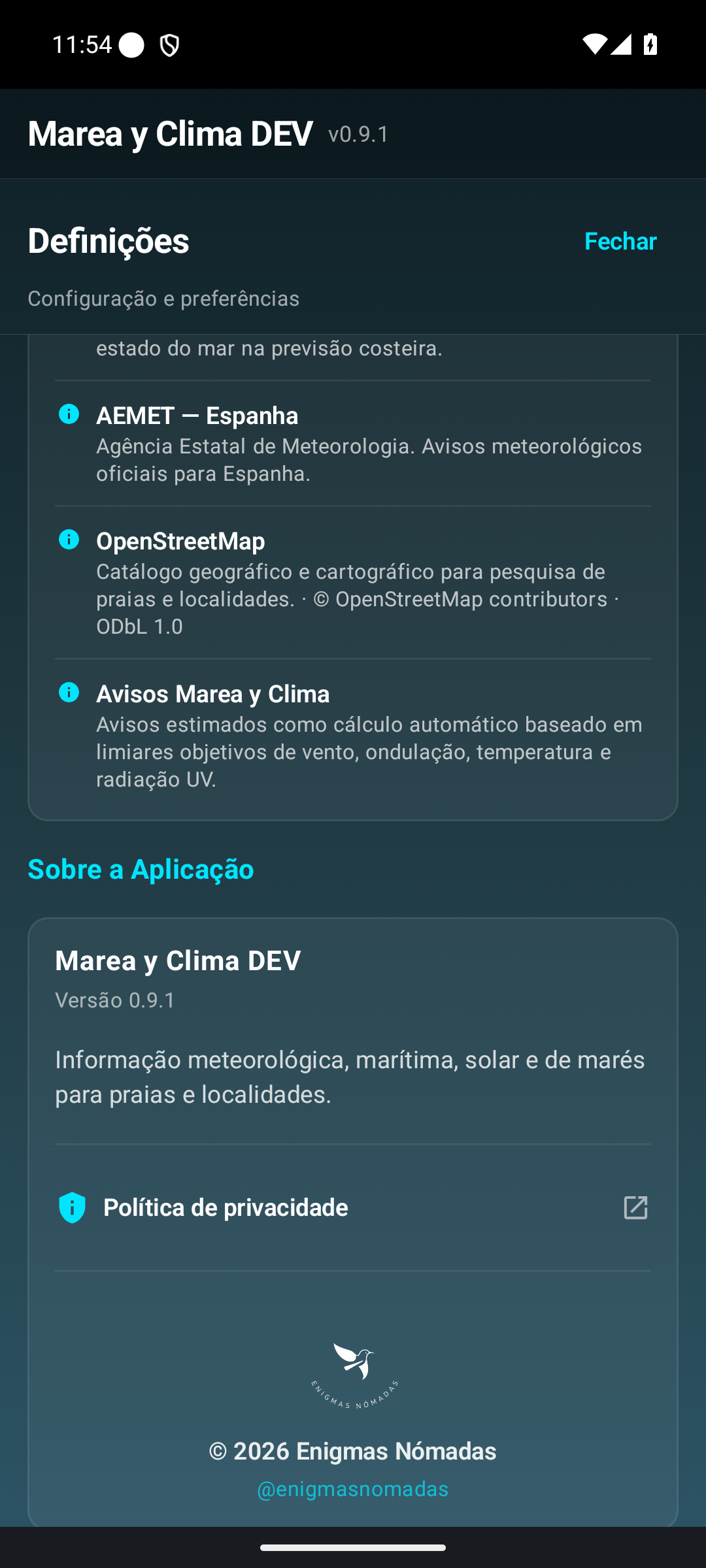 Sobre e privacidade.
